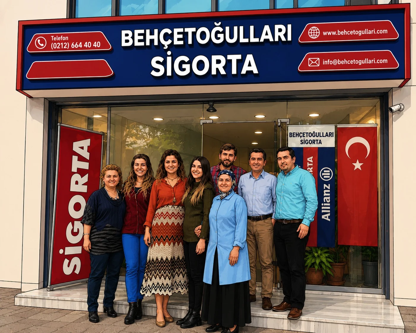 Behçetoğulları Sigorta ekibi Zeytinburnu ofisi önünde